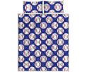 Blue Baseball Pattern Print Quilt Bed Set