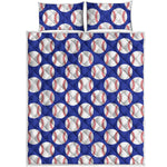 Blue Baseball Pattern Print Quilt Bed Set
