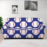 Blue Baseball Pattern Print Sofa Cover
