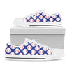 Blue Baseball Pattern Print White Low Top Shoes