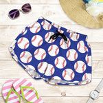 Blue Baseball Pattern Print Women's Shorts