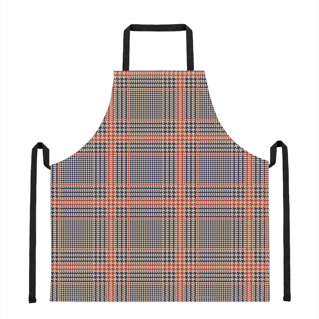 Blue Beige And Orange Glen Plaid Print Apron