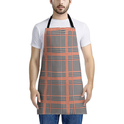 Blue Beige And Orange Glen Plaid Print Apron