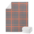 Blue Beige And Orange Glen Plaid Print Blanket