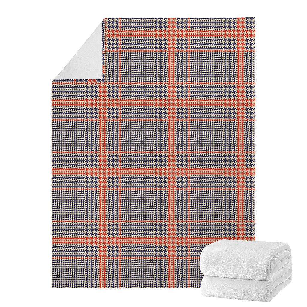 Blue Beige And Orange Glen Plaid Print Blanket