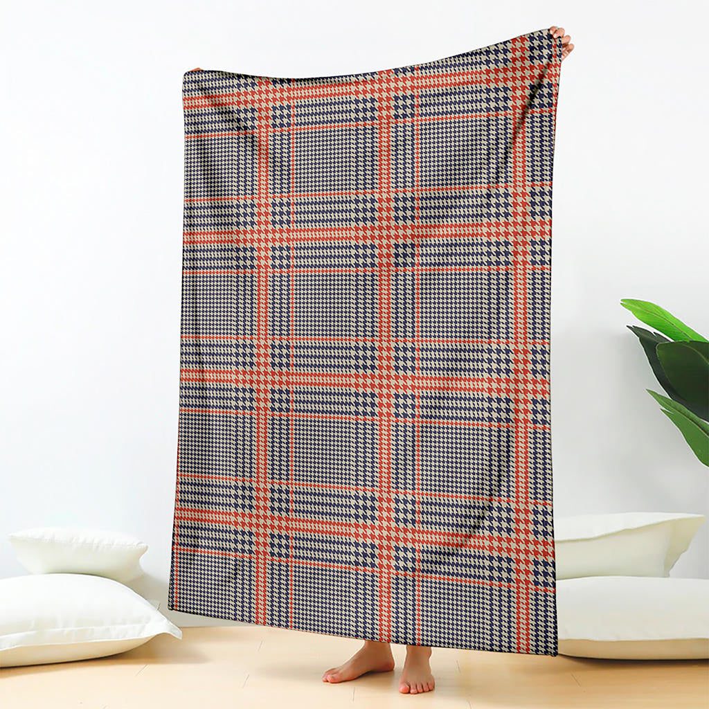 Blue Beige And Orange Glen Plaid Print Blanket
