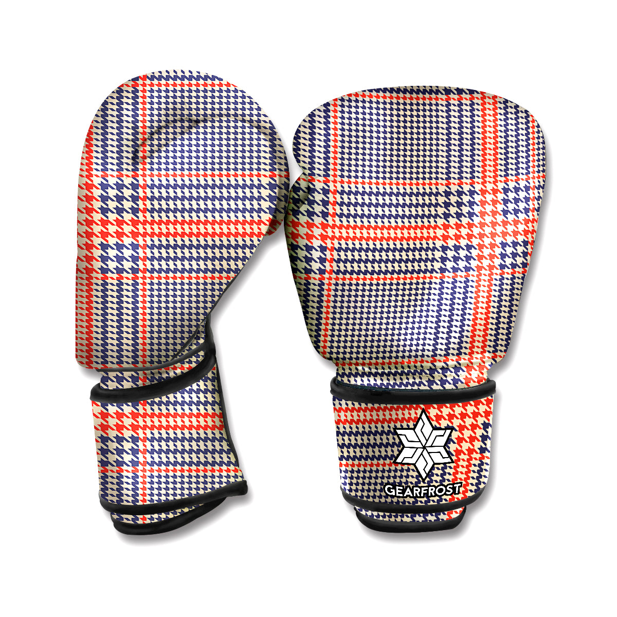 Blue Beige And Orange Glen Plaid Print Boxing Gloves