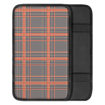 Blue Beige And Orange Glen Plaid Print Car Center Console Cover
