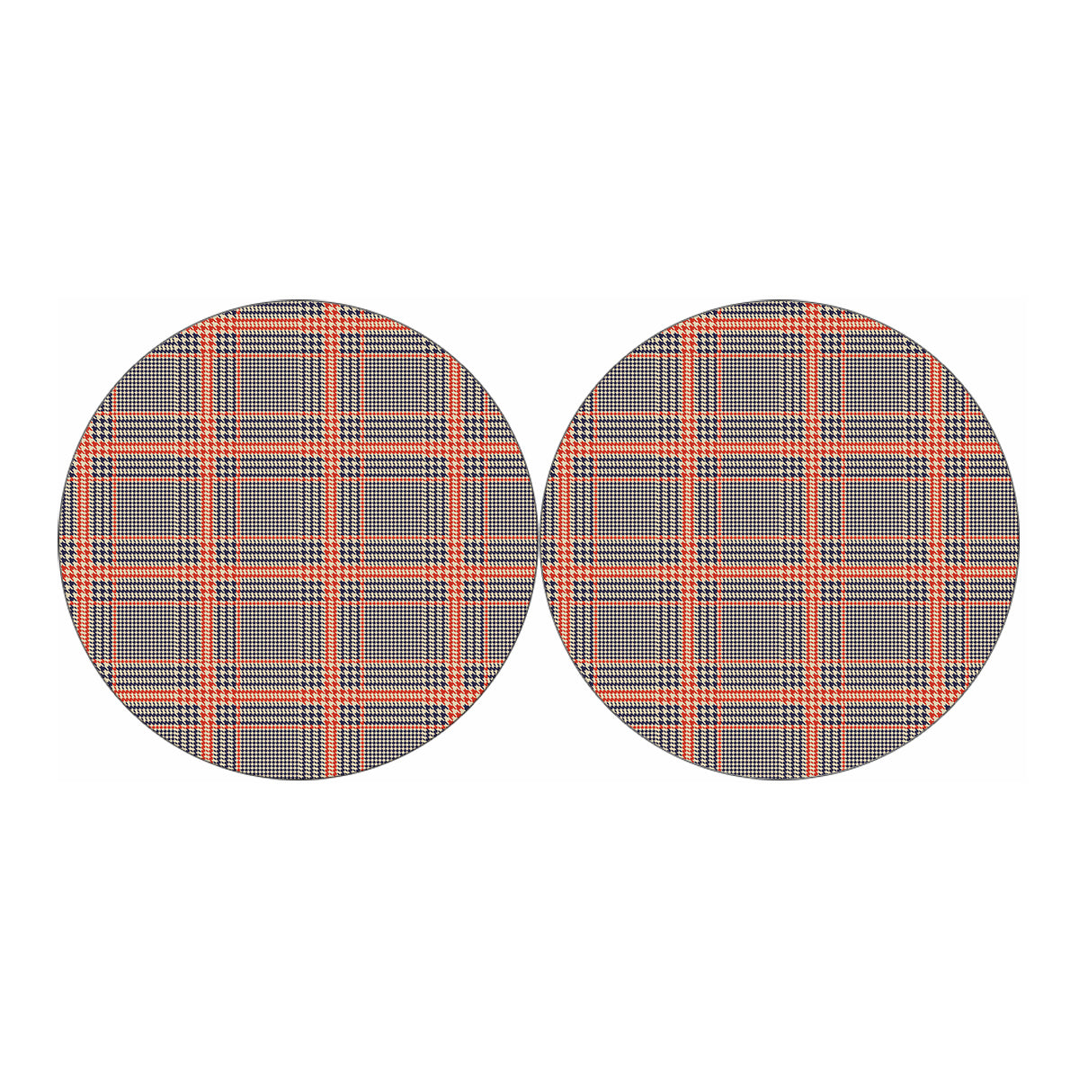 Blue Beige And Orange Glen Plaid Print Car Coasters