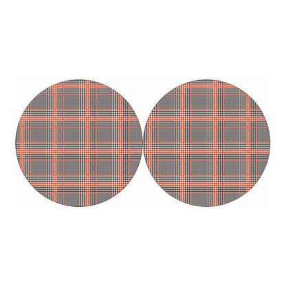 Blue Beige And Orange Glen Plaid Print Car Coasters