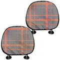 Blue Beige And Orange Glen Plaid Print Car Headrest Covers