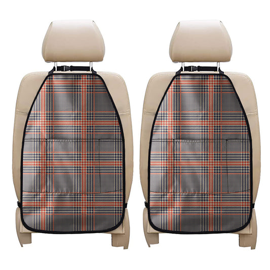Blue Beige And Orange Glen Plaid Print Car Seat Organizers