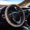 Blue Beige And Orange Glen Plaid Print Car Steering Wheel Cover