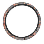 Blue Beige And Orange Glen Plaid Print Car Steering Wheel Cover