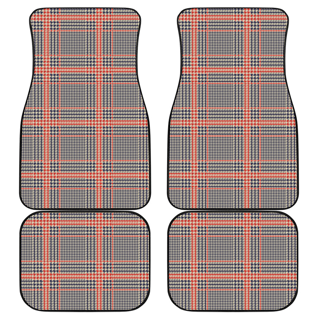 Blue Beige And Orange Glen Plaid Print Front and Back Car Floor Mats