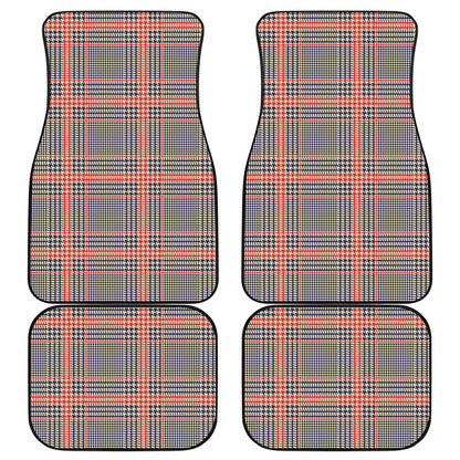 Blue Beige And Orange Glen Plaid Print Front and Back Car Floor Mats