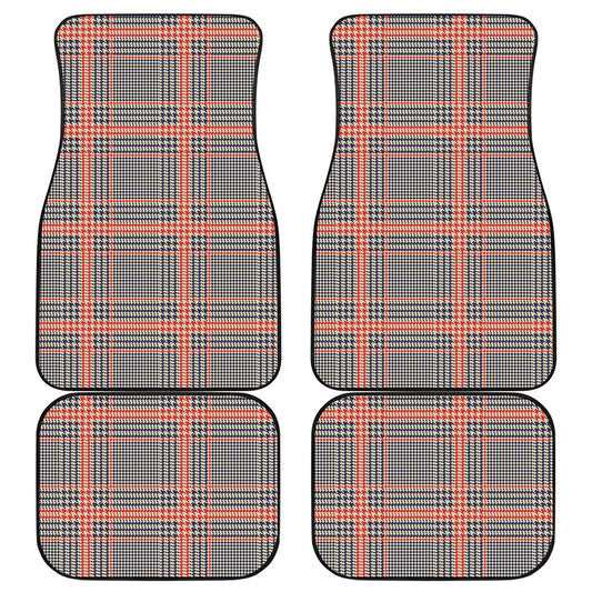 Blue Beige And Orange Glen Plaid Print Front and Back Car Floor Mats