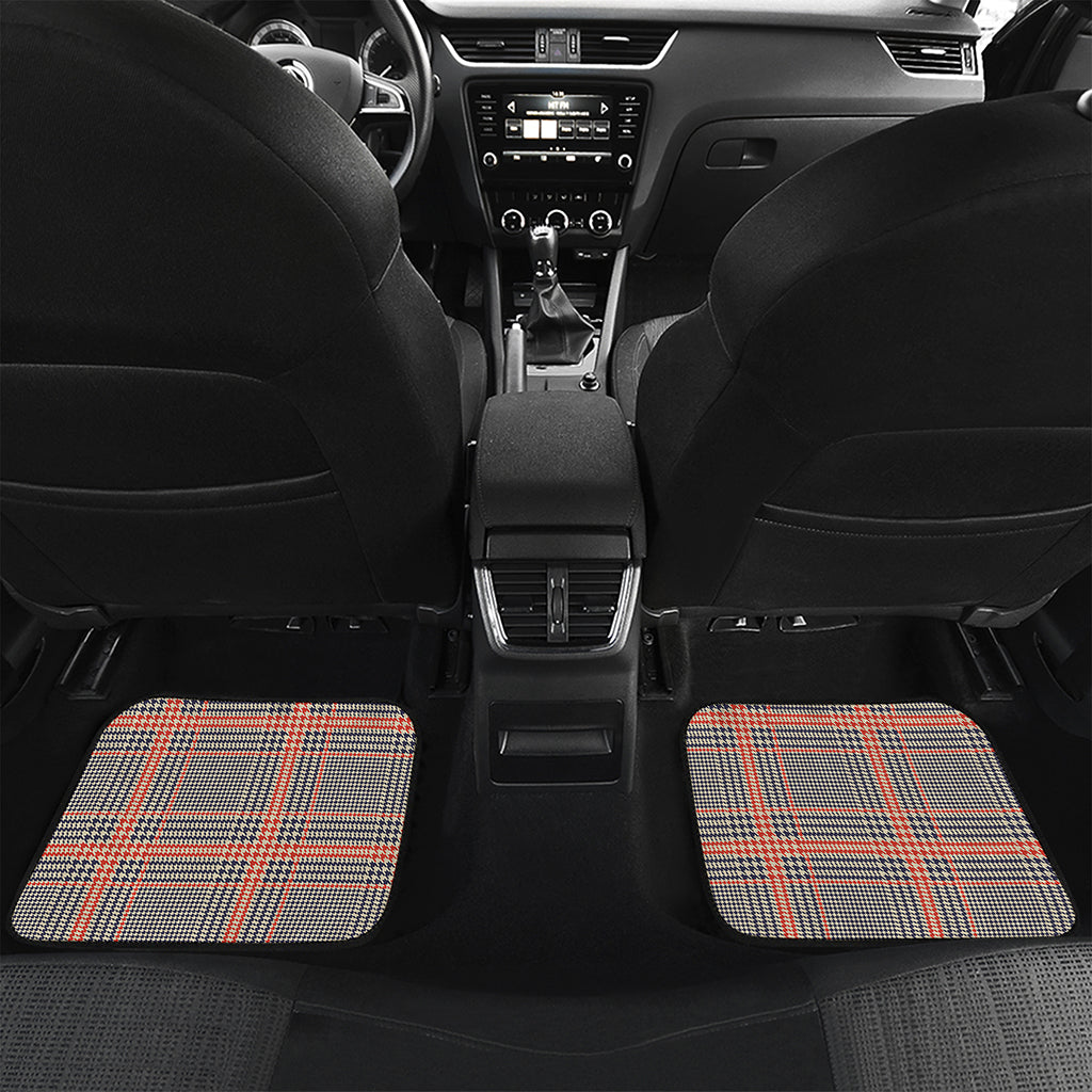 Blue Beige And Orange Glen Plaid Print Front and Back Car Floor Mats