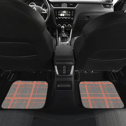 Blue Beige And Orange Glen Plaid Print Front and Back Car Floor Mats