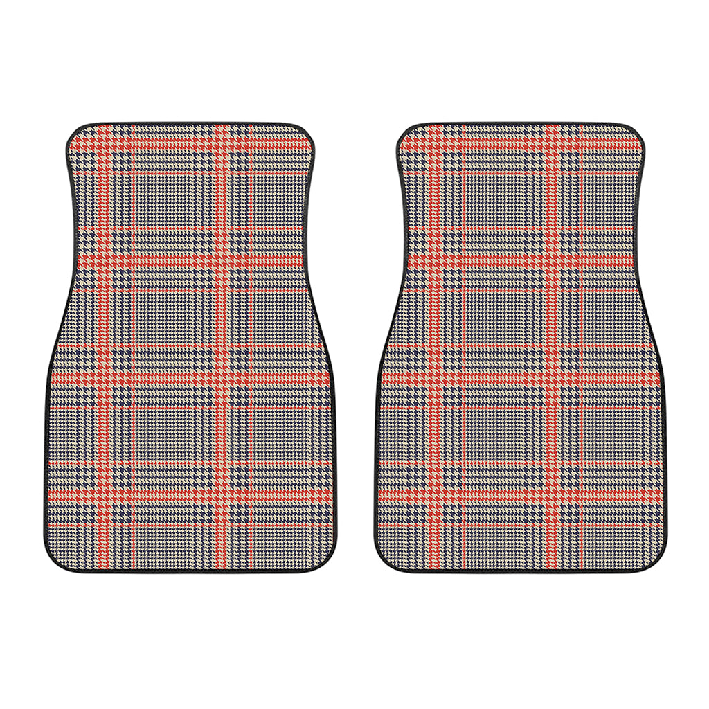 Blue Beige And Orange Glen Plaid Print Front Car Floor Mats