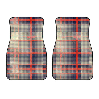 Blue Beige And Orange Glen Plaid Print Front Car Floor Mats
