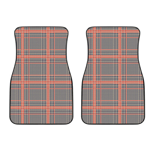 Blue Beige And Orange Glen Plaid Print Front Car Floor Mats