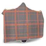 Blue Beige And Orange Glen Plaid Print Hooded Blanket