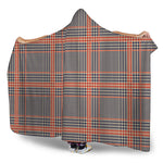 Blue Beige And Orange Glen Plaid Print Hooded Blanket