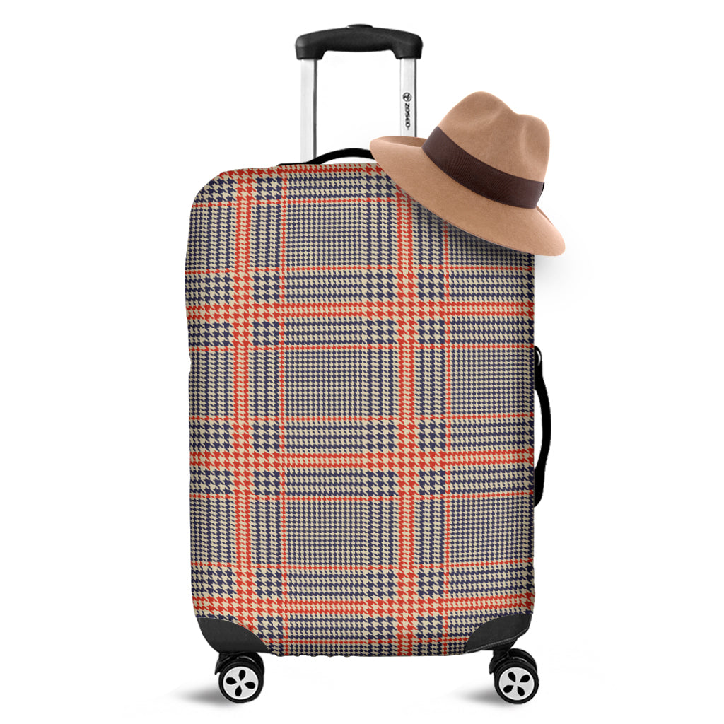 Blue Beige And Orange Glen Plaid Print Luggage Cover