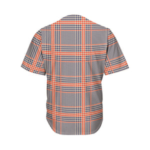 Blue Beige And Orange Glen Plaid Print Men's Baseball Jersey