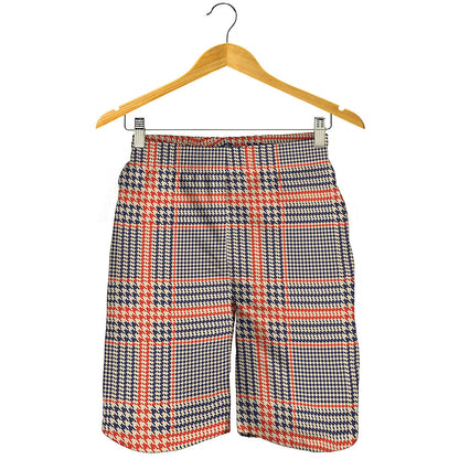 Blue Beige And Orange Glen Plaid Print Men's Shorts
