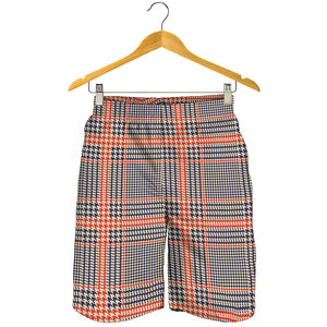 Blue Beige And Orange Glen Plaid Print Men's Shorts