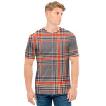 Blue Beige And Orange Glen Plaid Print Men's T-Shirt