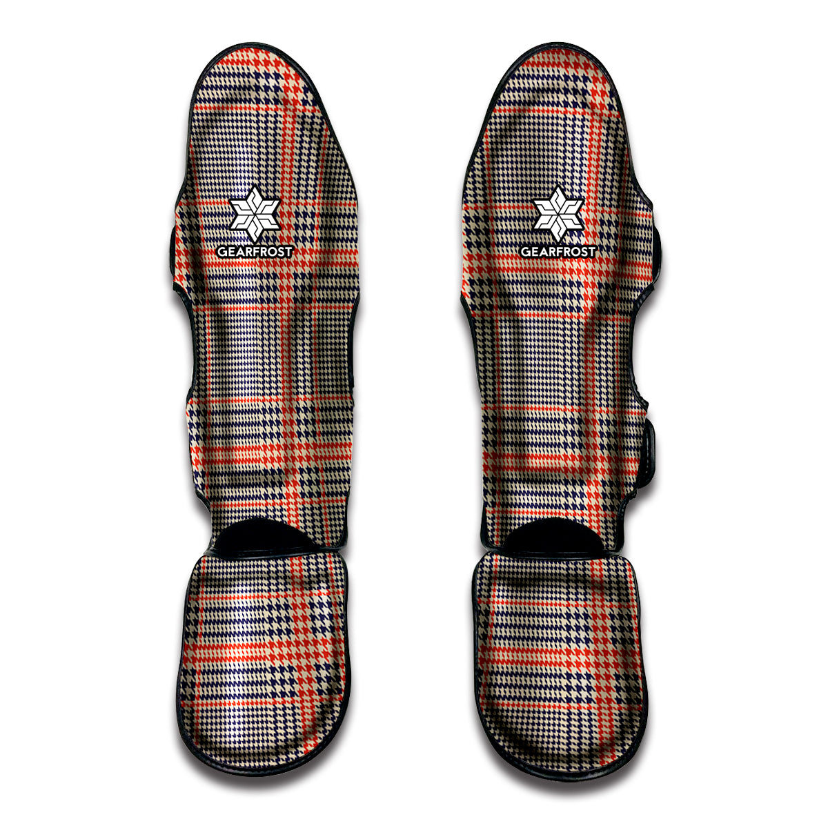 Blue Beige And Orange Glen Plaid Print Muay Thai Shin Guard