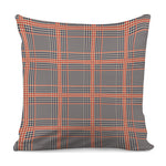 Blue Beige And Orange Glen Plaid Print Pillow Cover