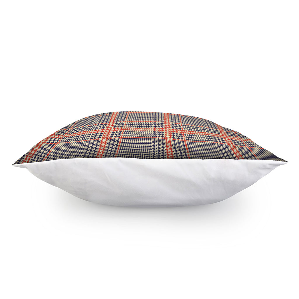 Blue Beige And Orange Glen Plaid Print Pillow Cover