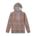 Blue Beige And Orange Glen Plaid Print Pullover Hoodie