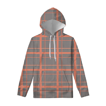 Blue Beige And Orange Glen Plaid Print Pullover Hoodie