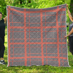 Blue Beige And Orange Glen Plaid Print Quilt