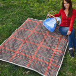 Blue Beige And Orange Glen Plaid Print Quilt