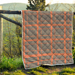 Blue Beige And Orange Glen Plaid Print Quilt