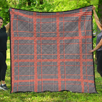Blue Beige And Orange Glen Plaid Print Quilt