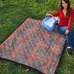 Blue Beige And Orange Glen Plaid Print Quilt