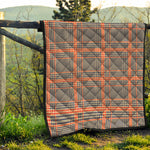 Blue Beige And Orange Glen Plaid Print Quilt