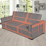 Blue Beige And Orange Glen Plaid Print Sofa Slipcover