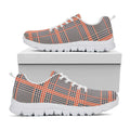 Blue Beige And Orange Glen Plaid Print White Running Shoes