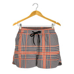 Blue Beige And Orange Glen Plaid Print Women's Shorts