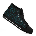 Blue Bitcoin Pattern Print Black High Top Shoes