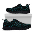 Blue Bitcoin Pattern Print Black Running Shoes