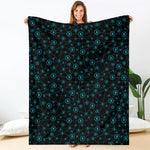 Blue Bitcoin Pattern Print Blanket